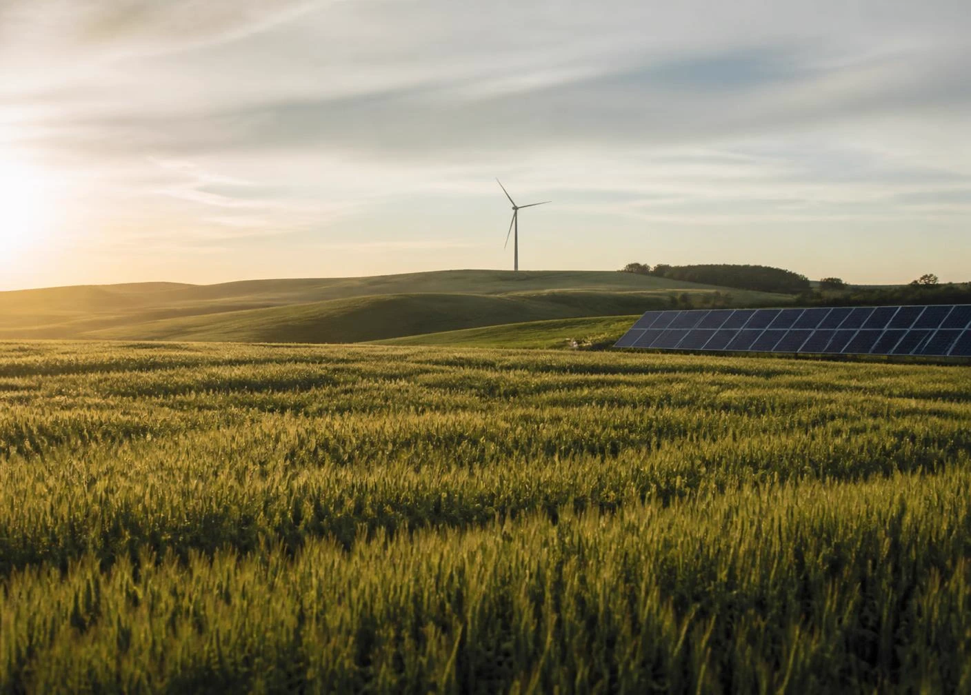 Conceptual view of renewable energy integrated with farmland